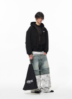 BLIND NO PLAN 3D Reconstructed Metal Logo Zip-Up Hoodie