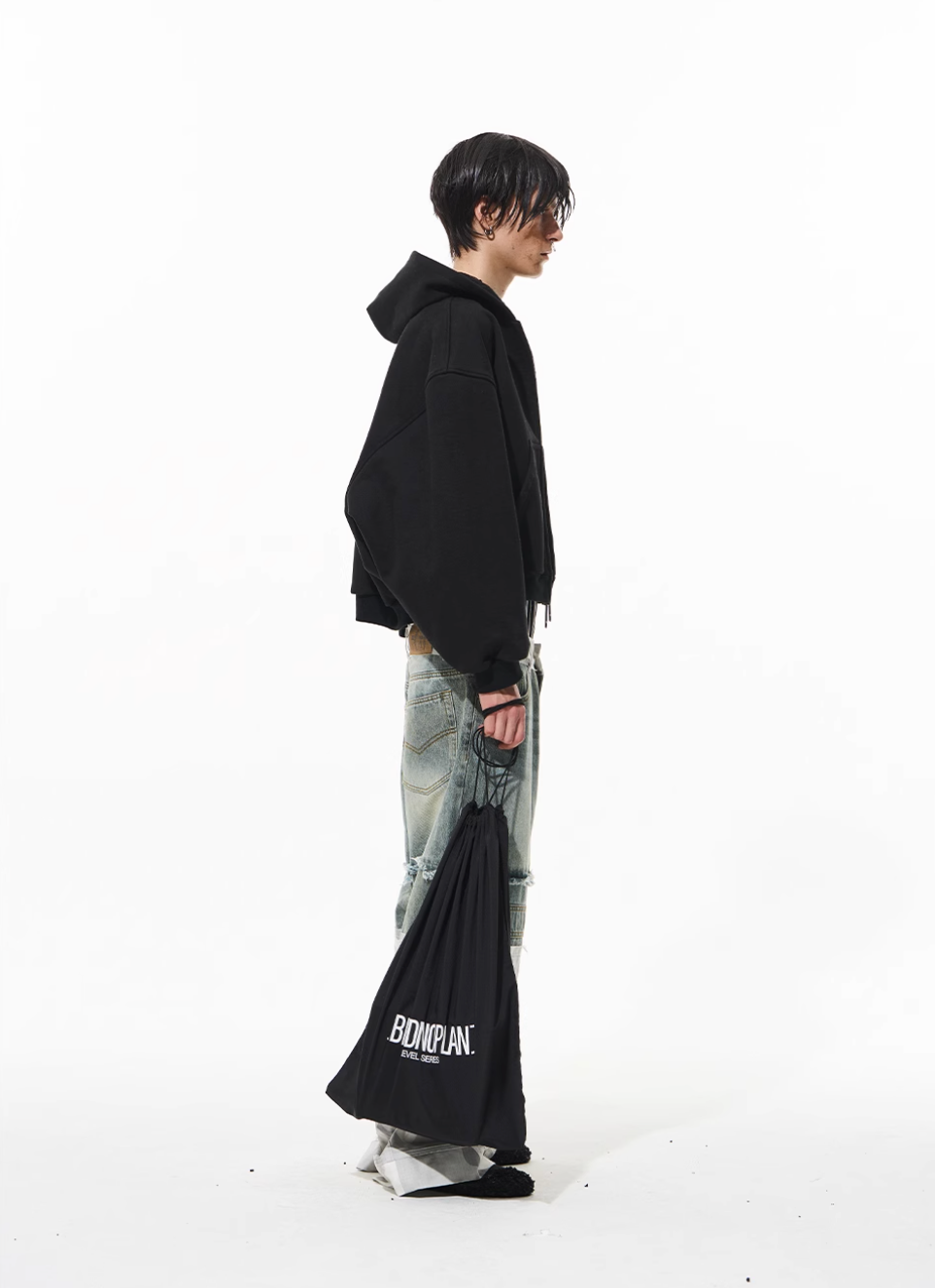 BLIND NO PLAN 3D Reconstructed Metal Logo Zip-Up Hoodie