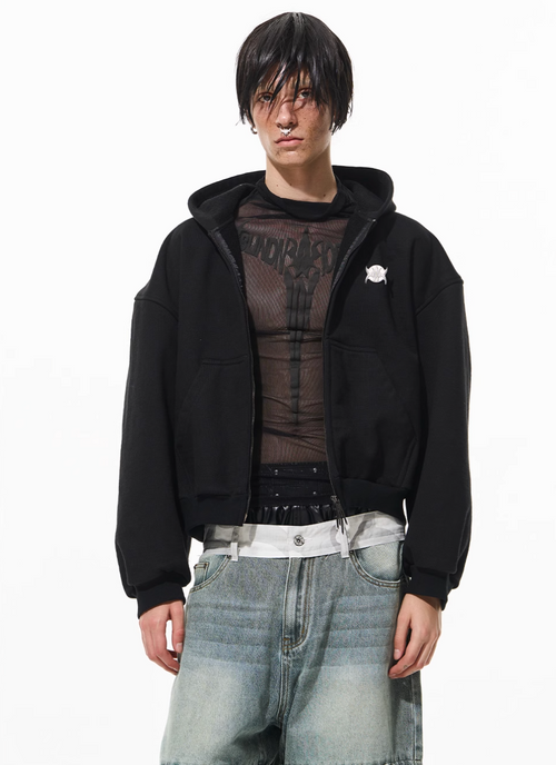 BLIND NO PLAN 3D Reconstructed Metal Logo Zip-Up Hoodie