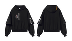 BLIND NO PLAN Double Sleeve Layered Washed Printed Embroidered Hoodie