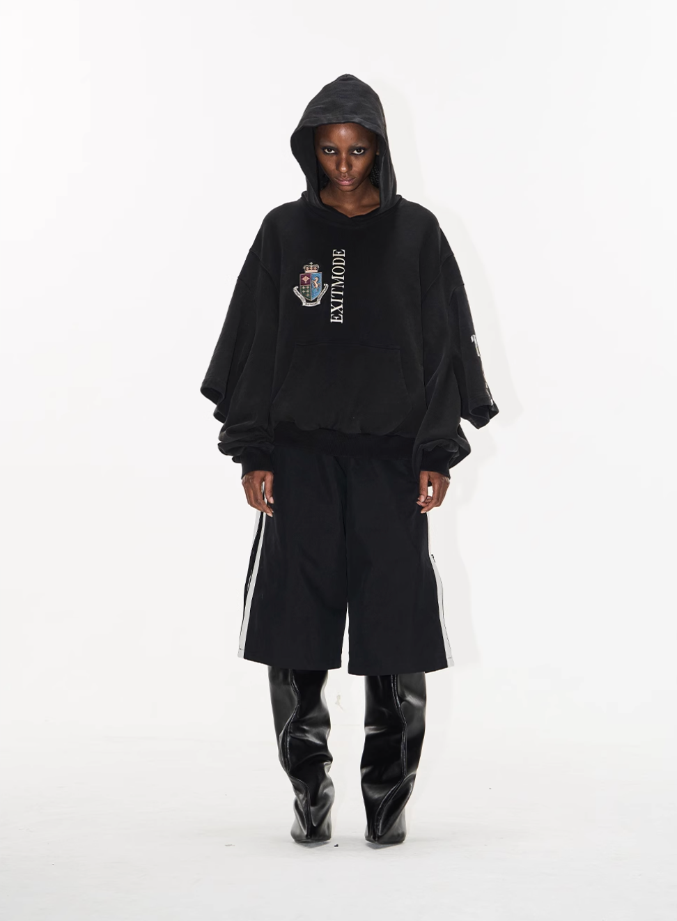 BLIND NO PLAN Double Sleeve Layered Washed Printed Embroidered Hoodie