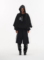 BLIND NO PLAN Double Sleeve Layered Washed Printed Embroidered Hoodie