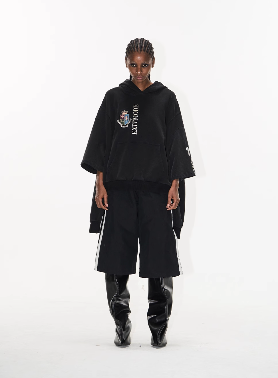 BLIND NO PLAN Double Sleeve Layered Washed Printed Embroidered Hoodie