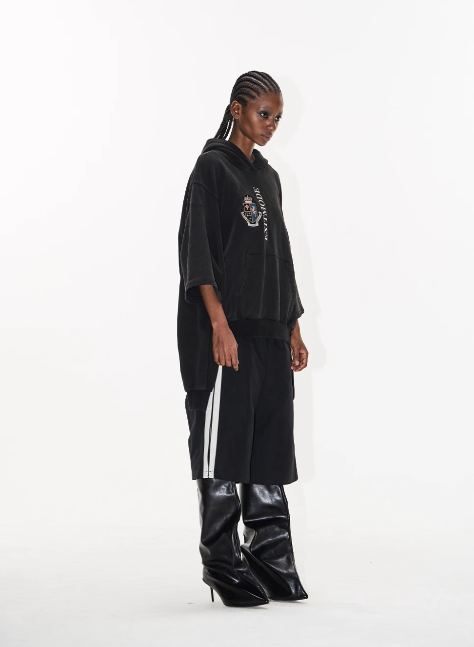 BLIND NO PLAN Double Sleeve Layered Washed Printed Embroidered Hoodie