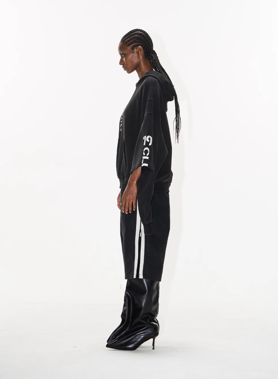 BLIND NO PLAN Double Sleeve Layered Washed Printed Embroidered Hoodie