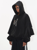 BLIND NO PLAN Double Sleeve Layered Washed Printed Embroidered Hoodie