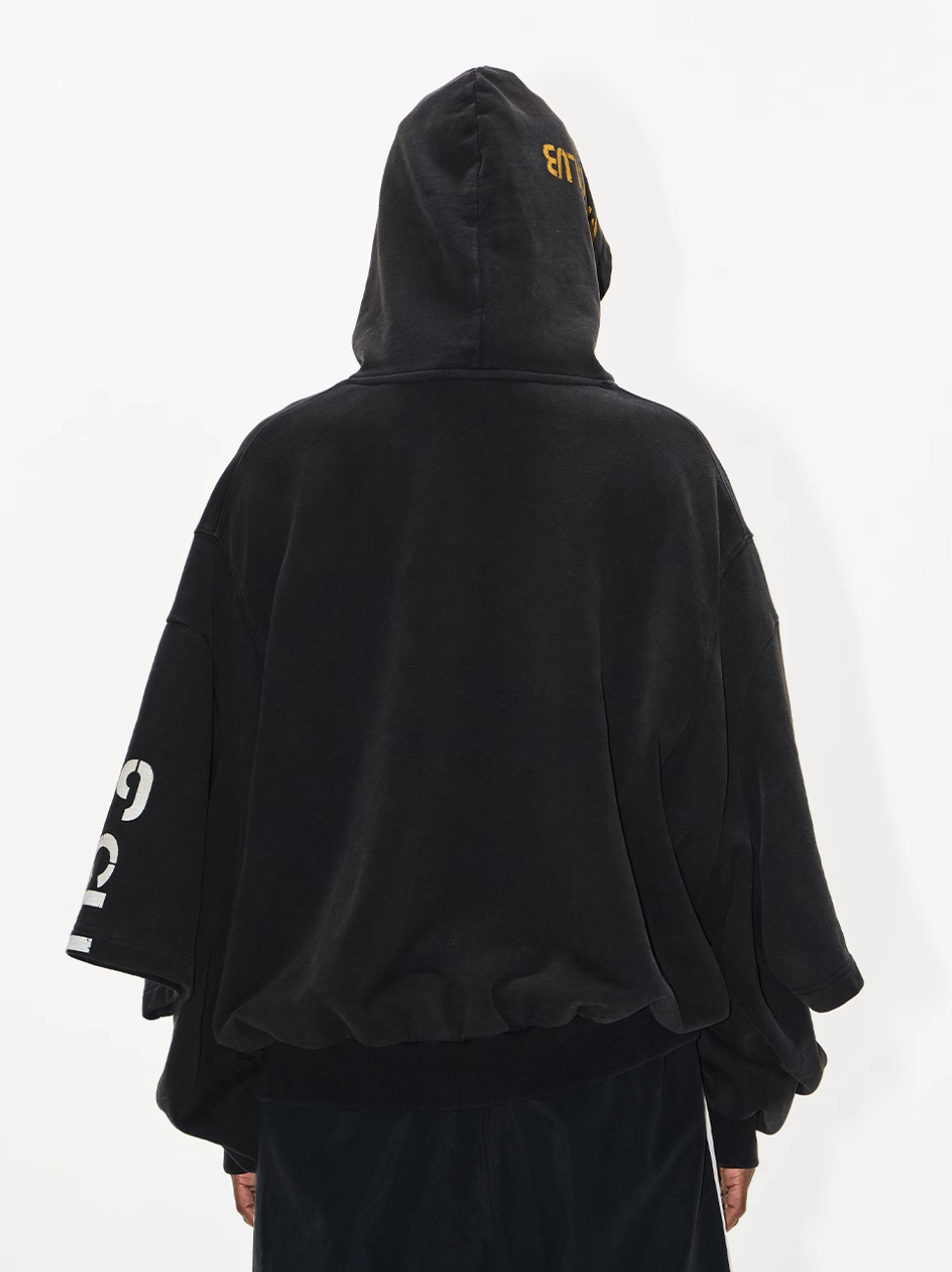 BLIND NO PLAN Double Sleeve Layered Washed Printed Embroidered Hoodie
