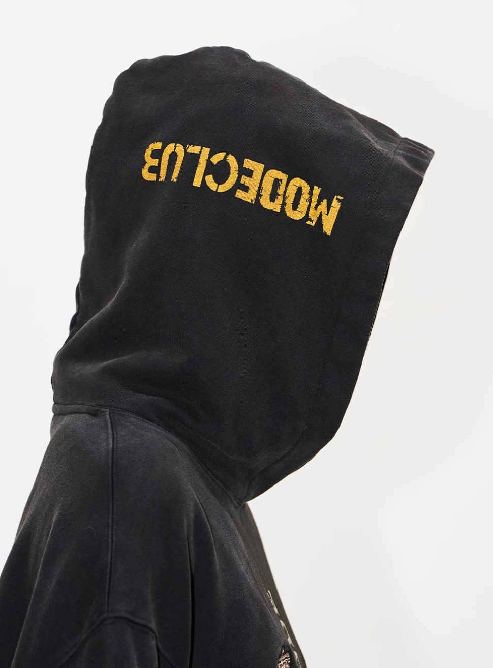 BLIND NO PLAN Double Sleeve Layered Washed Printed Embroidered Hoodie