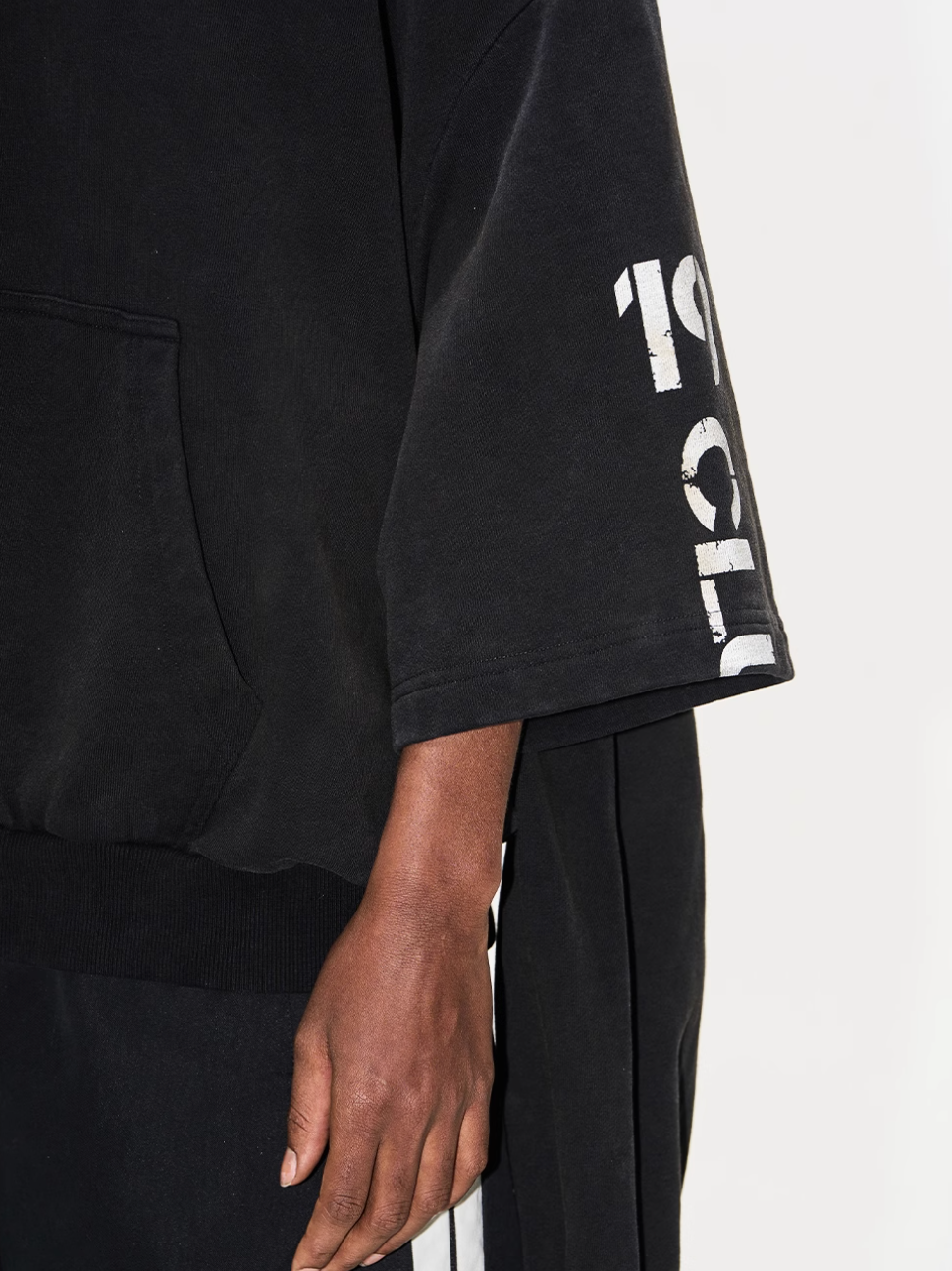 BLIND NO PLAN Double Sleeve Layered Washed Printed Embroidered Hoodie