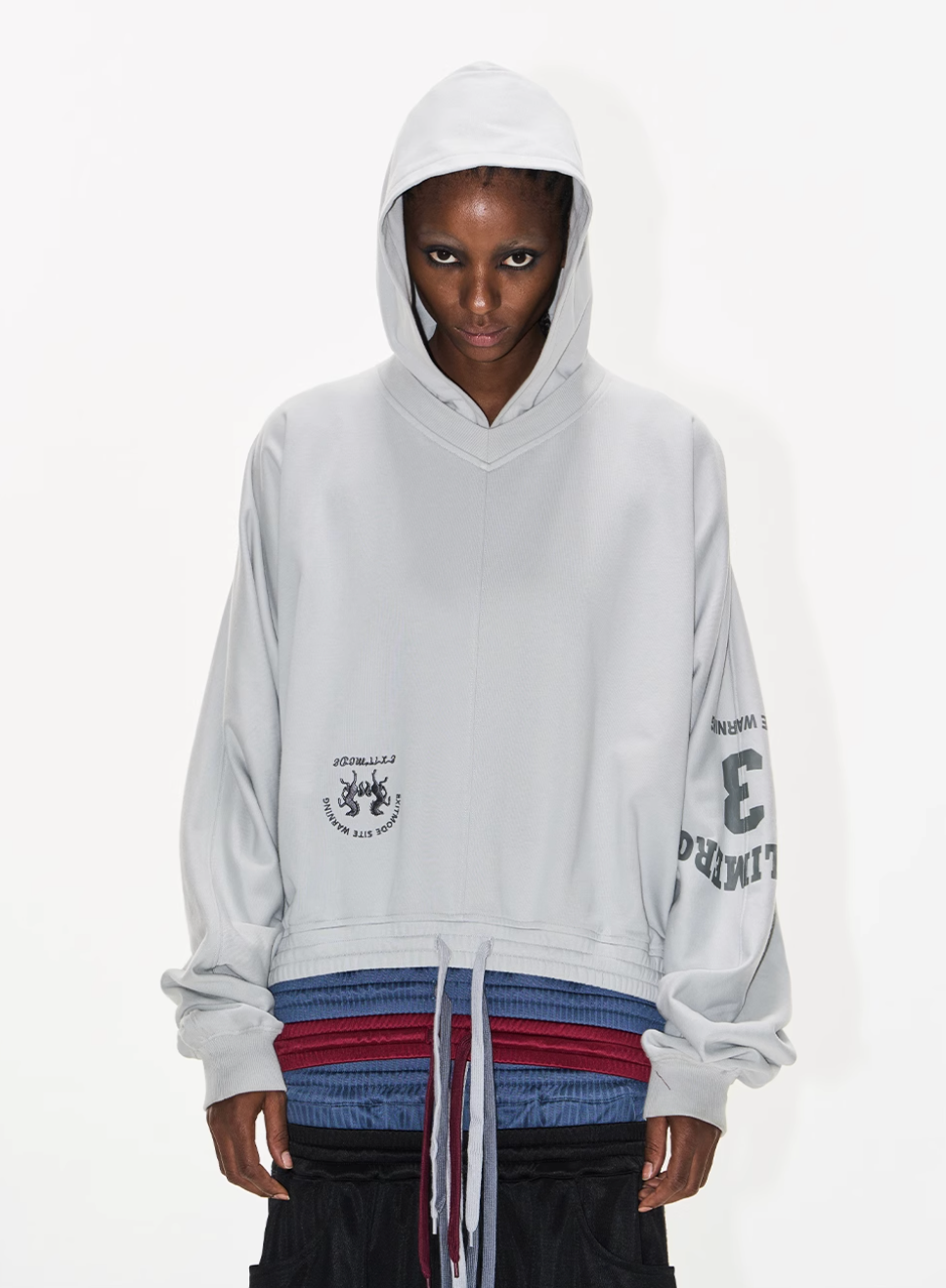 BLIND NO PLAN Multi-Layered Reconstructed Screen-Printed Hoodie