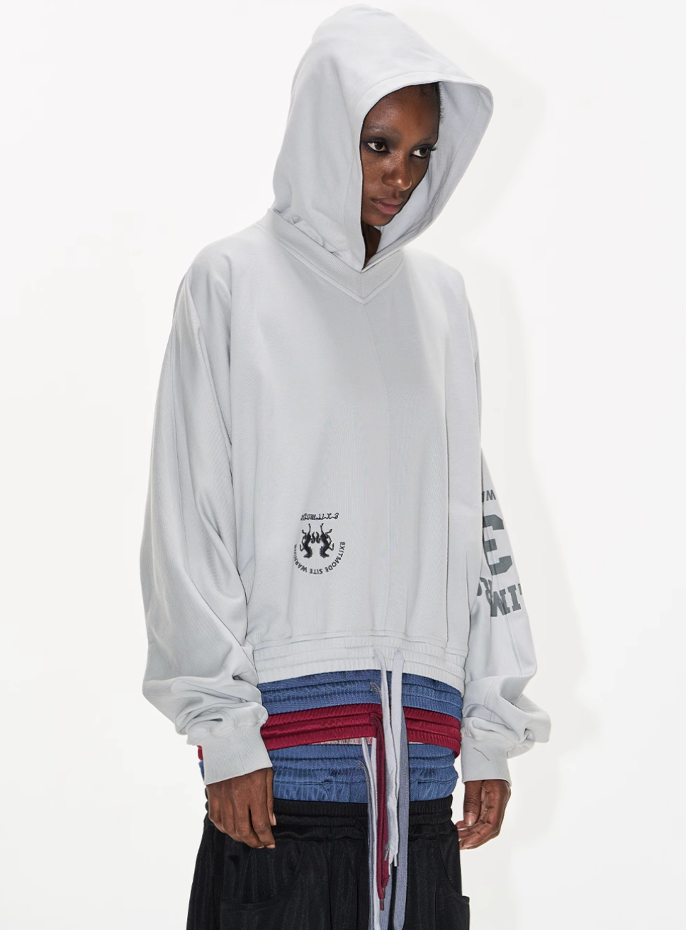 BLIND NO PLAN Multi-Layered Reconstructed Screen-Printed Hoodie