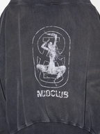 BLIND NO PLAN Cross Horse Mask Washed Print Zip-Up Hoodie