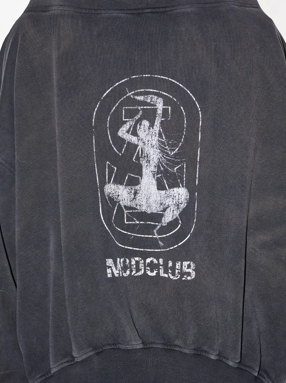 BLIND NO PLAN Cross Horse Mask Washed Print Zip-Up Hoodie