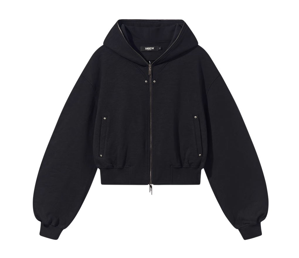 BLIND NO PLAN Logo Studded Embellished Zip-Up Hoodie