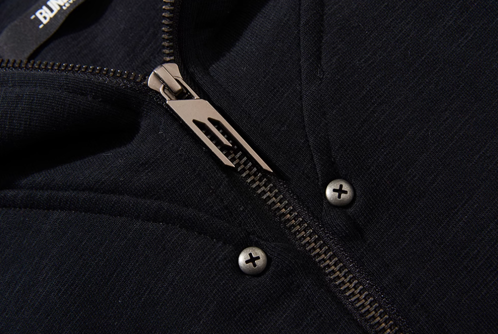 BLIND NO PLAN Logo Studded Embellished Zip-Up Hoodie