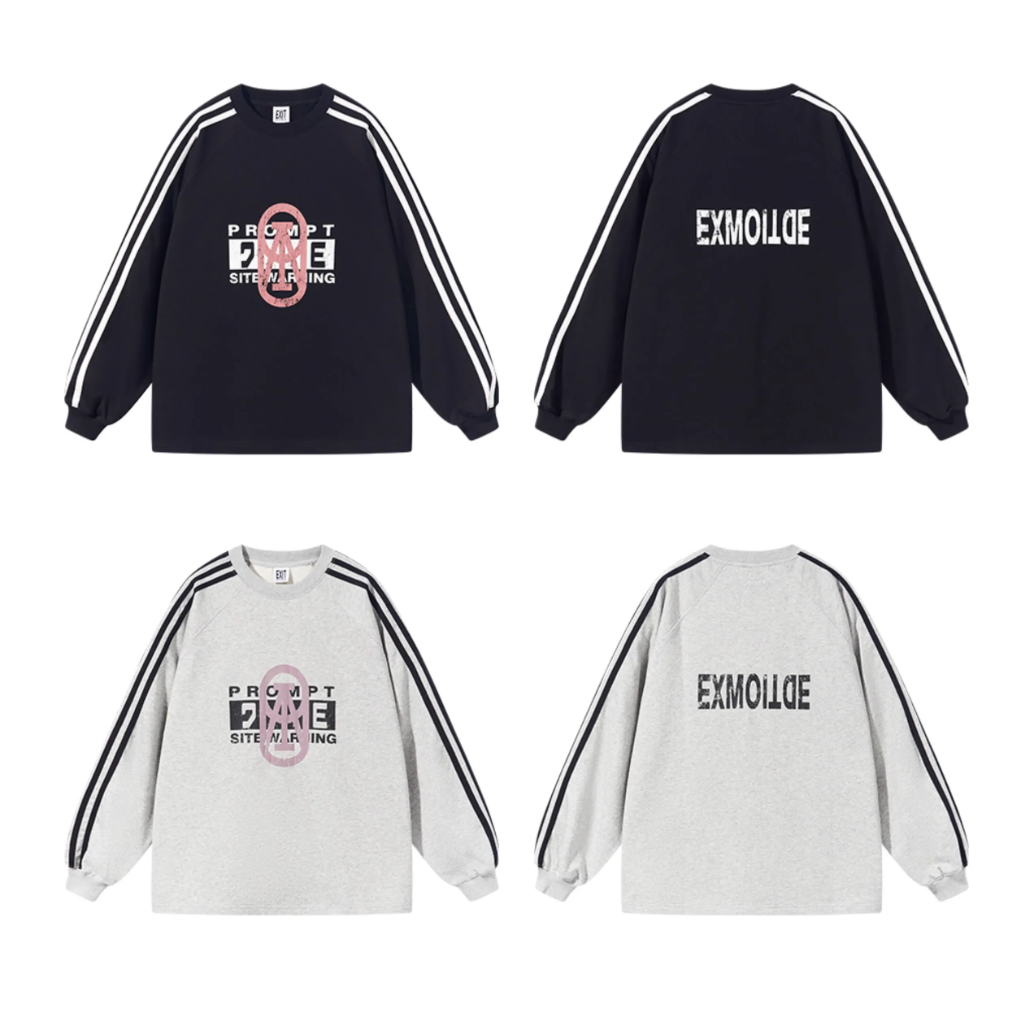 BLIND NO PLAN Sports Contrast Stitching Print Sweatshirt