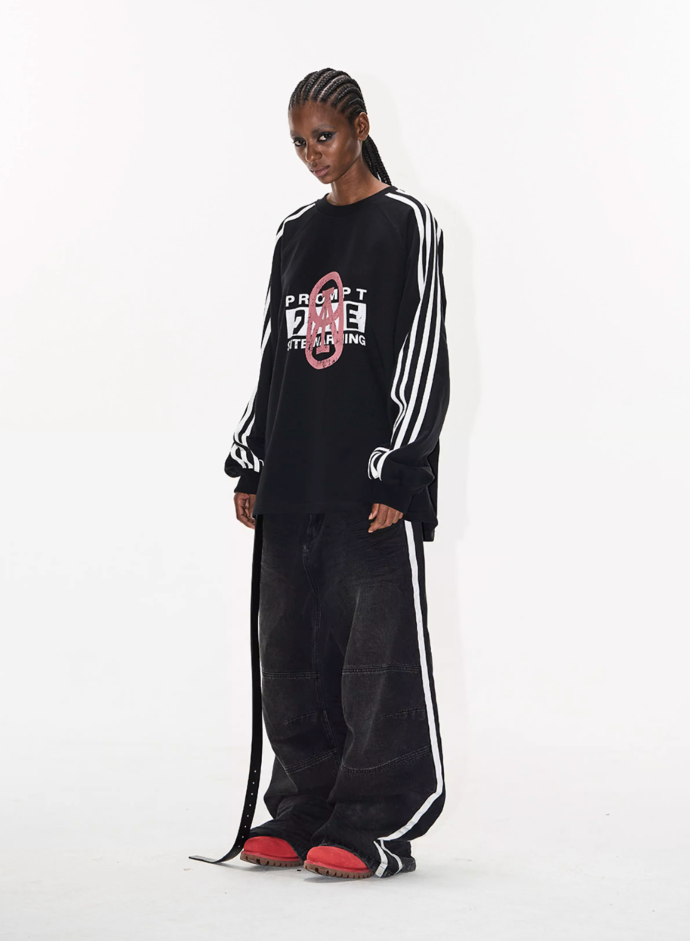BLIND NO PLAN Sports Contrast Stitching Print Sweatshirt