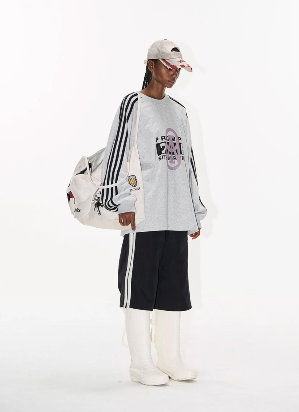 BLIND NO PLAN Sports Contrast Stitching Print Sweatshirt