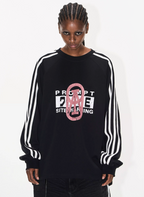 BLIND NO PLAN Sports Contrast Stitching Print Sweatshirt