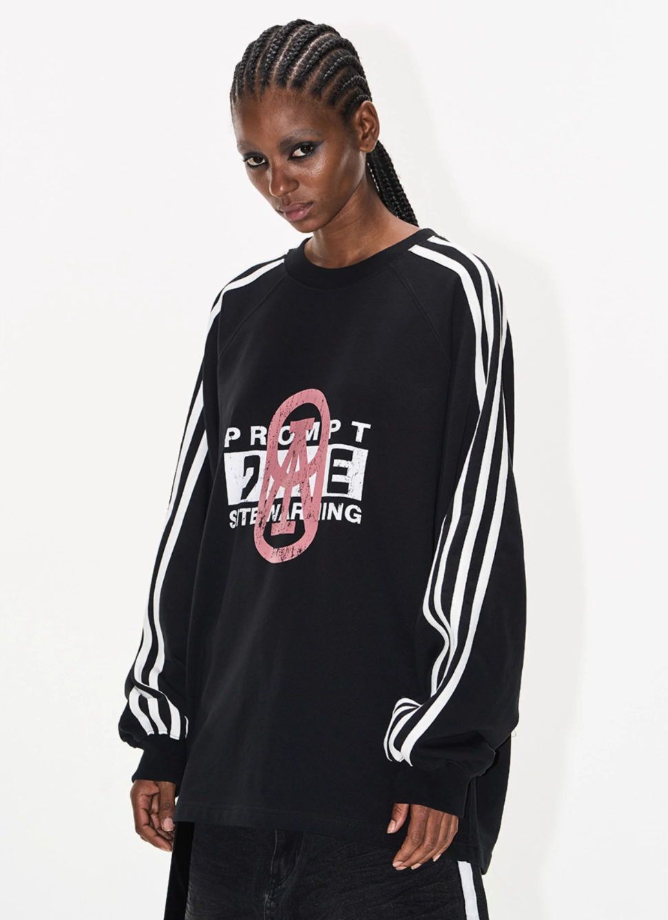 BLIND NO PLAN Sports Contrast Stitching Print Sweatshirt
