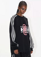 BLIND NO PLAN Sports Contrast Stitching Print Sweatshirt