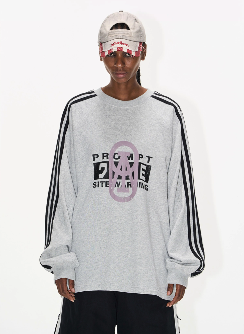 BLIND NO PLAN Sports Contrast Stitching Print Sweatshirt