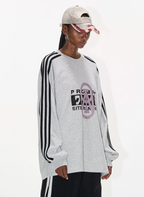 BLIND NO PLAN Sports Contrast Stitching Print Sweatshirt