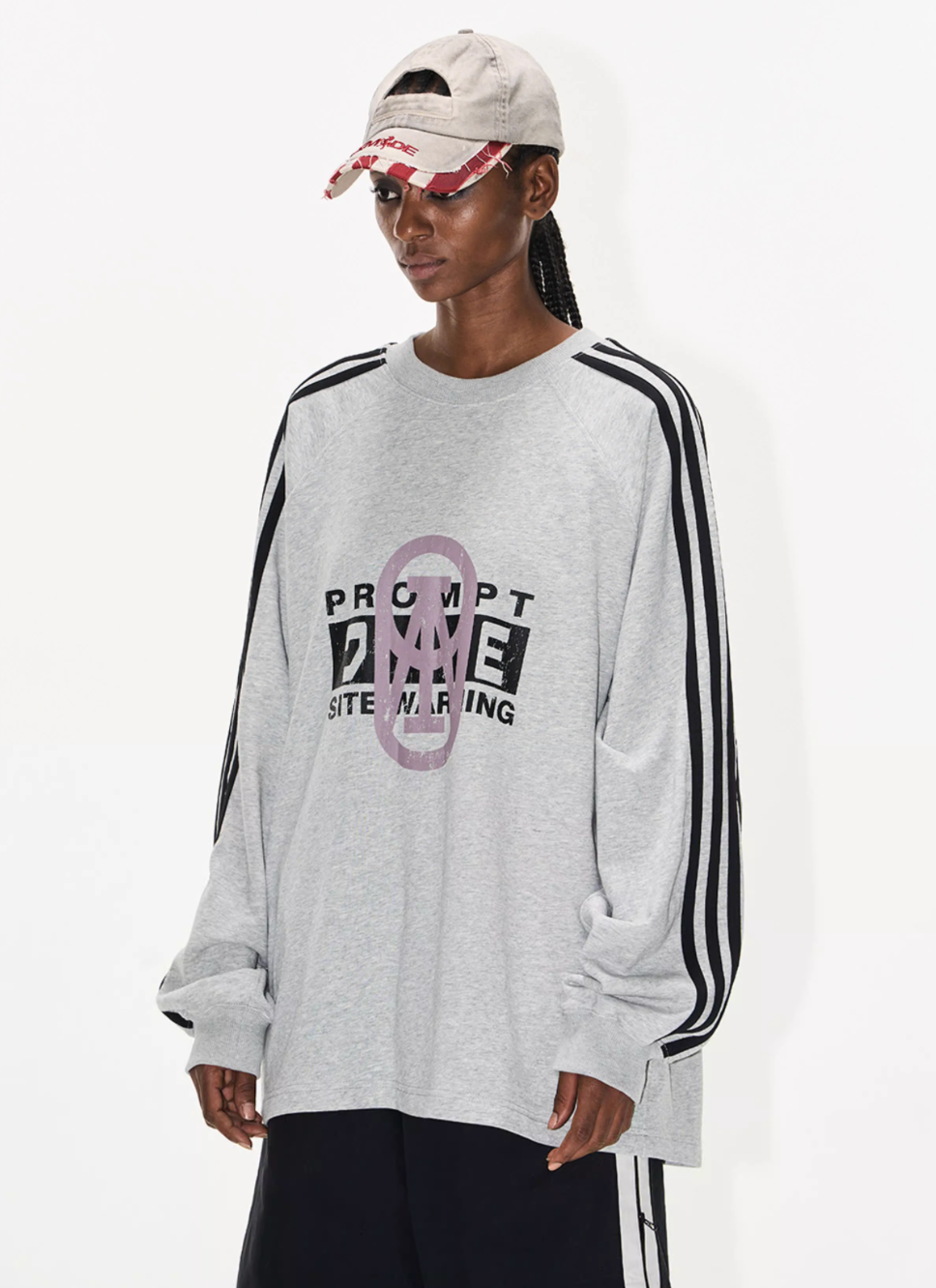 BLIND NO PLAN Sports Contrast Stitching Print Sweatshirt