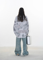 BLIND NO PLAN Graffiti Digital Print Long Sleeve Shirt