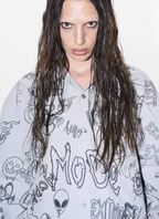 BLIND NO PLAN Graffiti Digital Print Long Sleeve Shirt