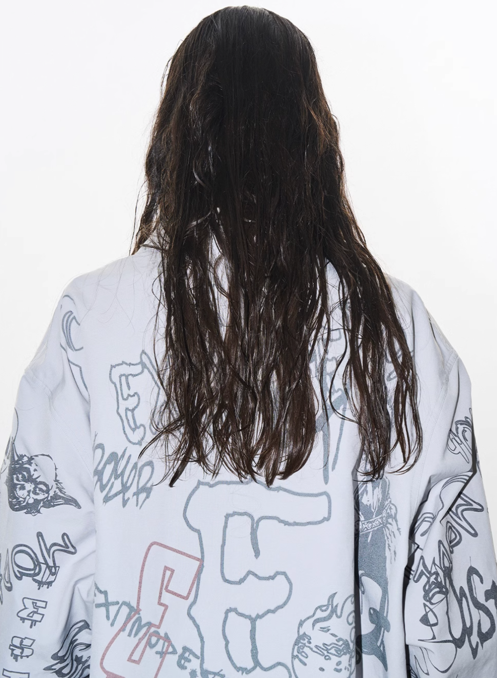 BLIND NO PLAN Graffiti Digital Print Long Sleeve Shirt