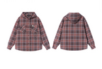 BLIND NO PLAN Metal Chain Hooded Plaid Long Sleeve Shirt
