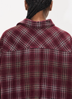 BLIND NO PLAN Washed Aged Cross Horse Patch Plaid Long Sleeve Shirt