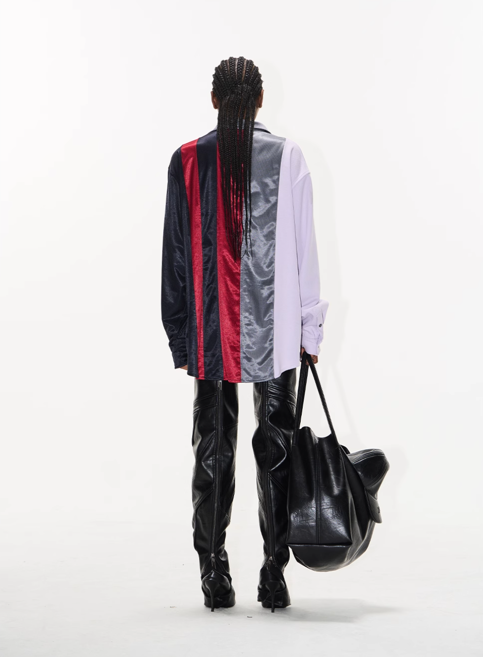 BLIND NO PLAN Colorblocked Patchwork Long Sleeve Shirt