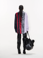 BLIND NO PLAN Colorblocked Patchwork Long Sleeve Shirt
