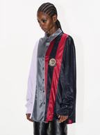 BLIND NO PLAN Colorblocked Patchwork Long Sleeve Shirt