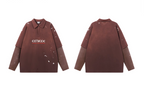 BLIND NO PLAN Ink Splash Double-Layer Washed Long-Sleeve Polo