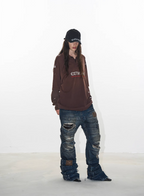 BLIND NO PLAN Ink Splash Double-Layer Washed Long-Sleeve Polo