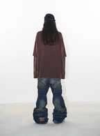 BLIND NO PLAN Ink Splash Double-Layer Washed Long-Sleeve Polo