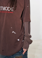 BLIND NO PLAN Ink Splash Double-Layer Washed Long-Sleeve Polo