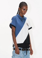 BLIND NO PLAN Three-Color Diagonal Patchwork Polo