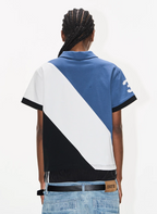 BLIND NO PLAN Three-Color Diagonal Patchwork Polo