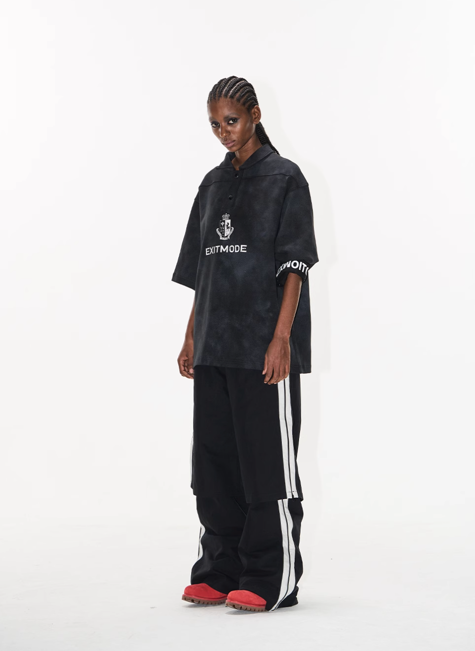 BLIND NO PLAN Cloud Shadow Distressed Dye Printed Polo