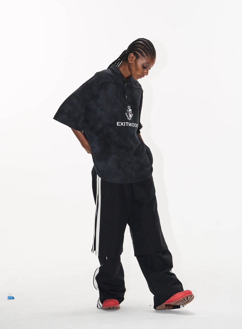BLIND NO PLAN Cloud Shadow Distressed Dye Printed Polo