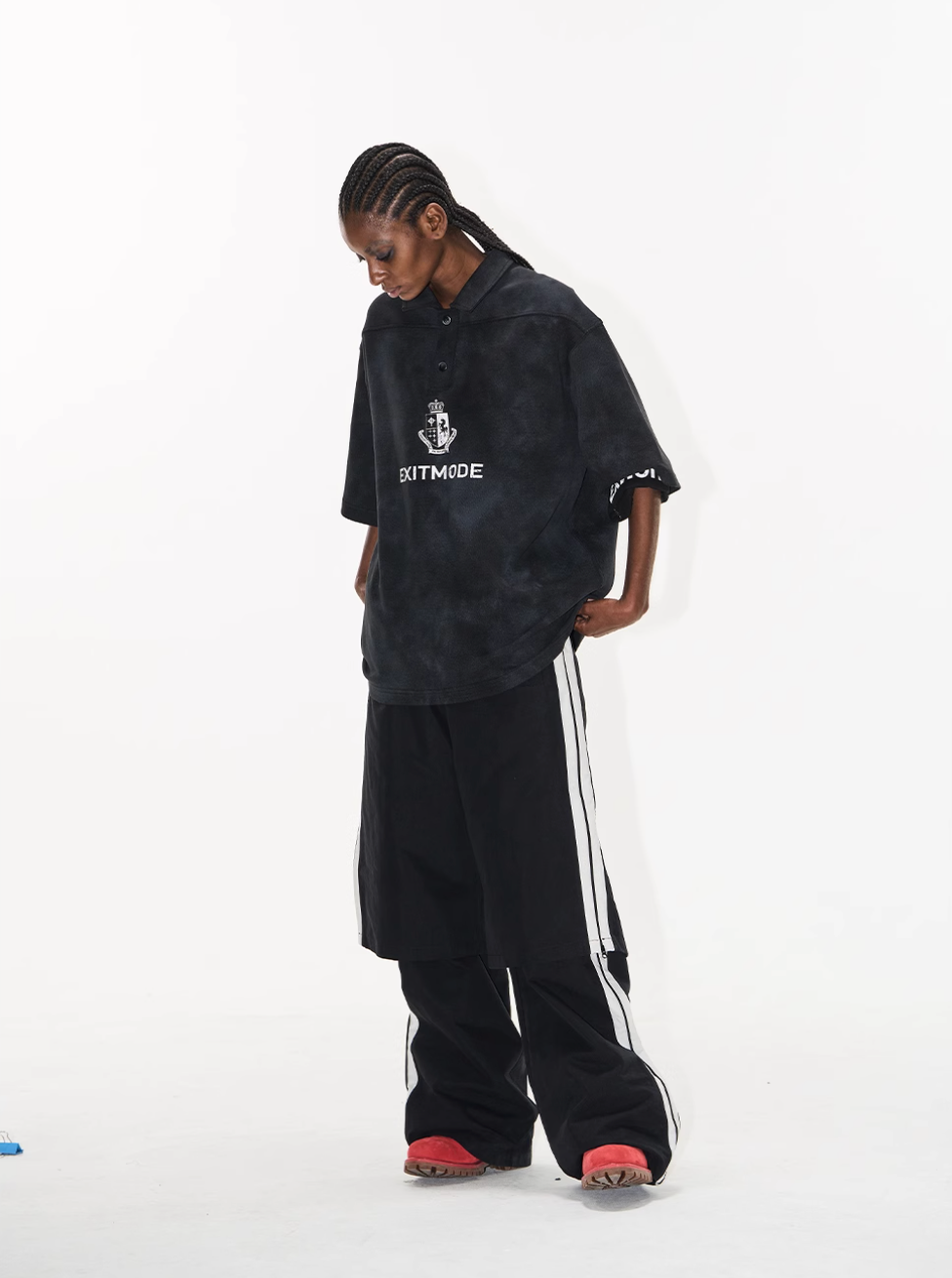 BLIND NO PLAN Cloud Shadow Distressed Dye Printed Polo