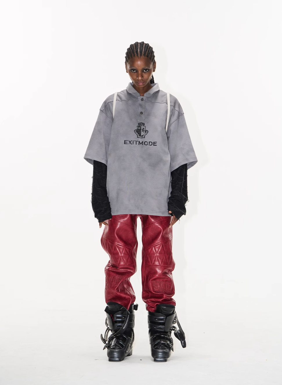 BLIND NO PLAN Cloud Shadow Distressed Dye Printed Polo