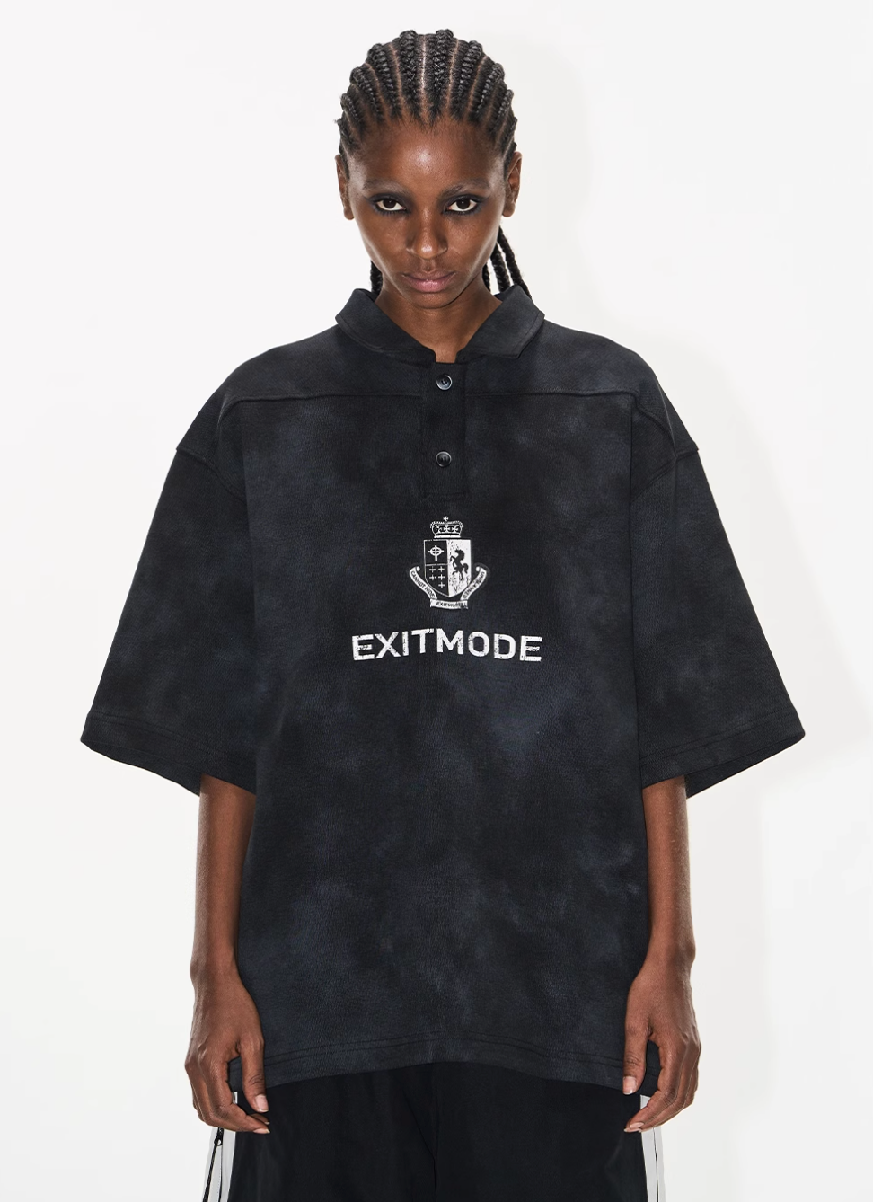 BLIND NO PLAN Cloud Shadow Distressed Dye Printed Polo