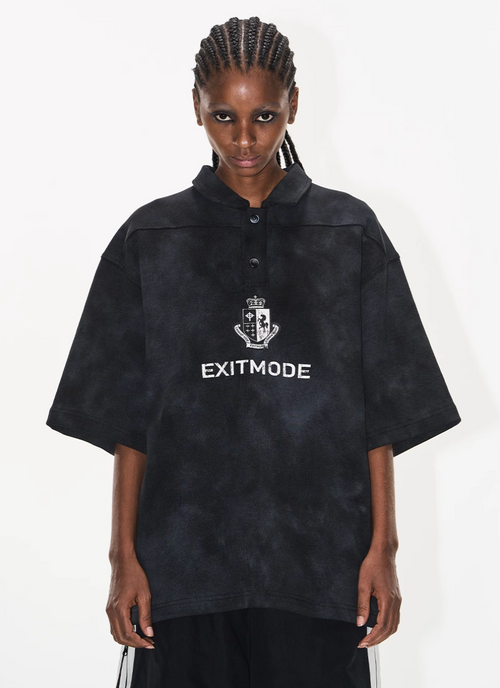 BLIND NO PLAN Cloud Shadow Distressed Dye Printed Polo