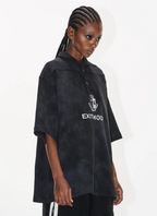 BLIND NO PLAN Cloud Shadow Distressed Dye Printed Polo