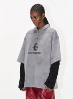 BLIND NO PLAN Cloud Shadow Distressed Dye Printed Polo